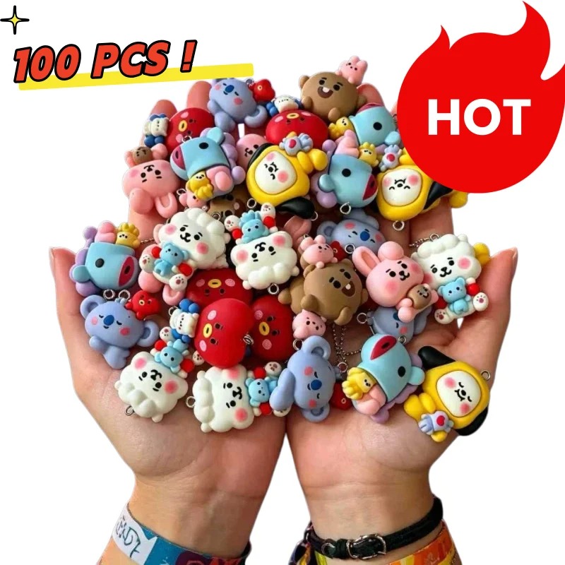 Drop Earrings - 7pcs BT21 Resin Cartoon Charm DIY