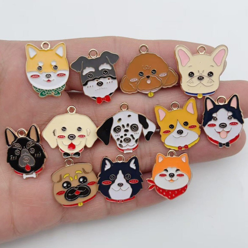 Drop Earrings - 12pcs cartoon pet spotted dog alloy