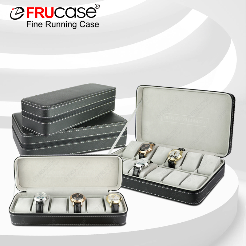 Best Jewelry Watches - FRUCASE Black Watch Box 6/12 Grids