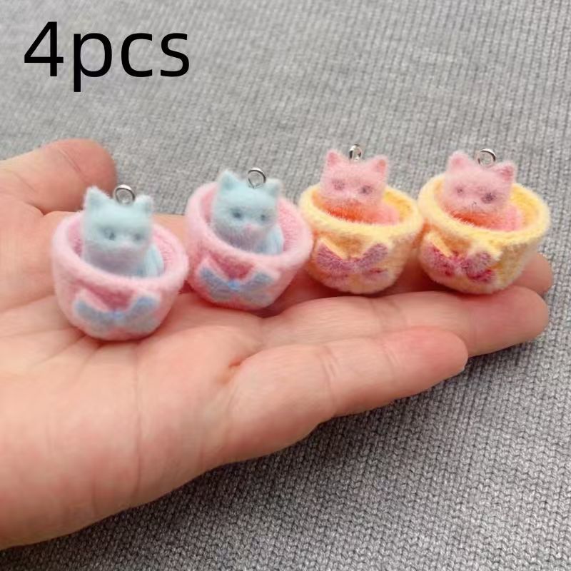 4pcs 3D plush resin cat pendan - Drop Earrings recension och pris