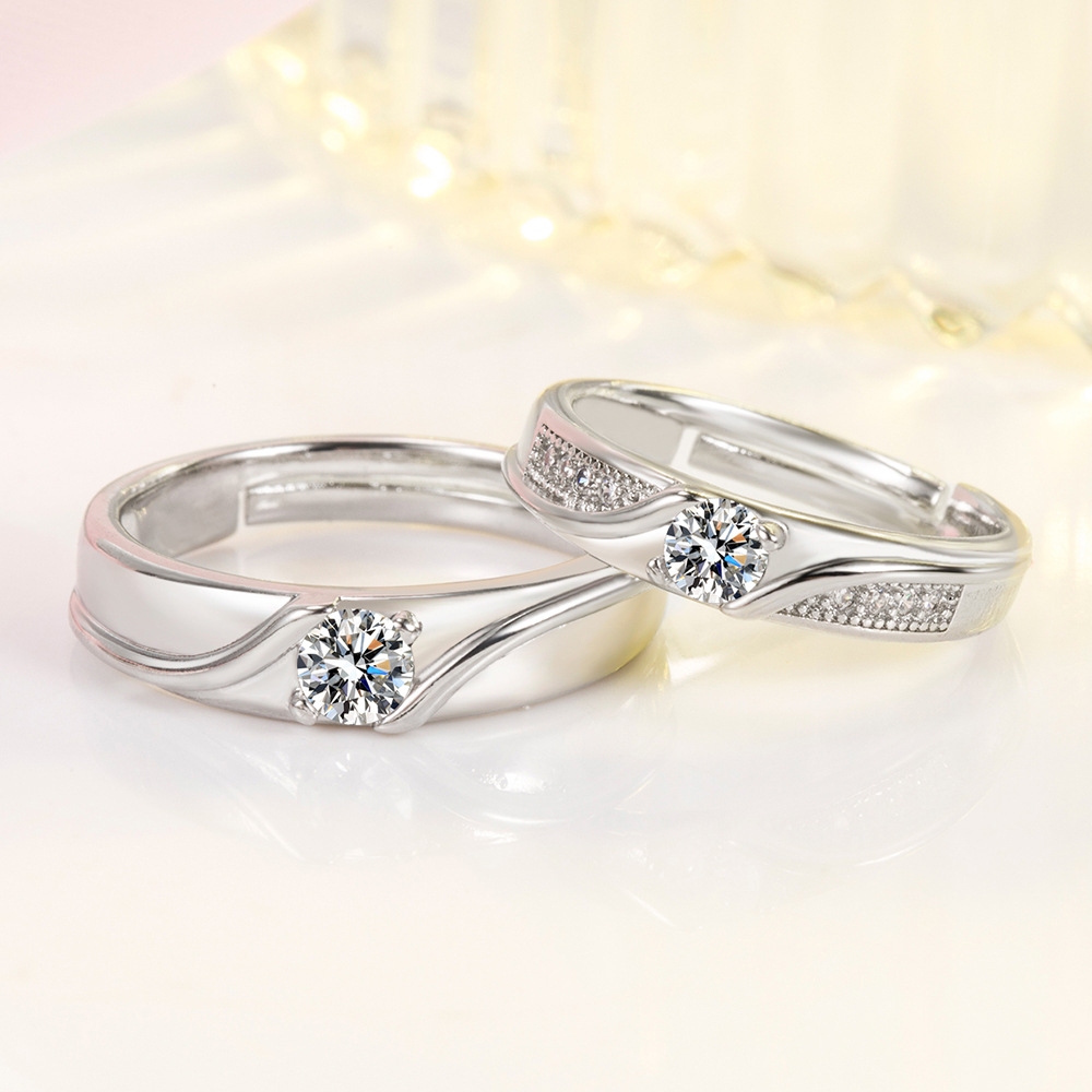 2pcs 925 Sterling Silver Coupl - Couple Ring Set recension och pris