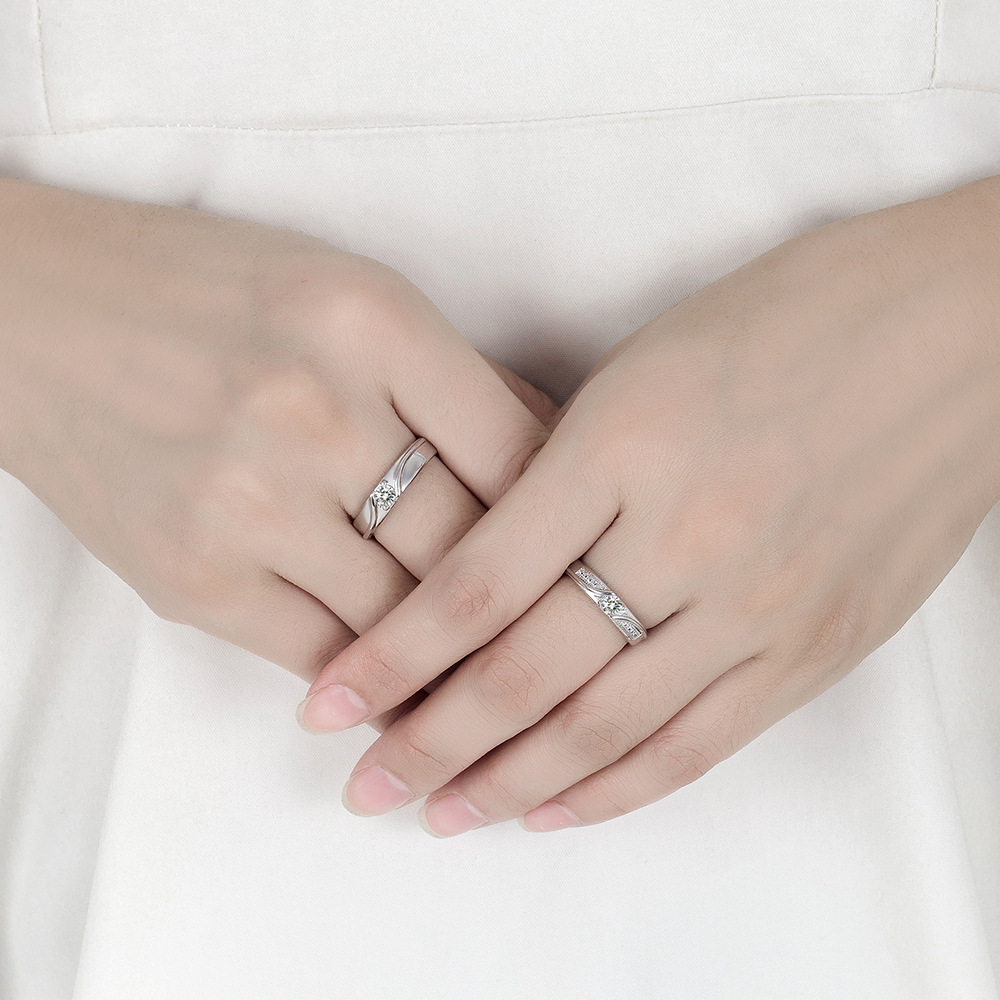 2pcs 925 Sterling Silver Coupl - Couple Ring Set recension och pris