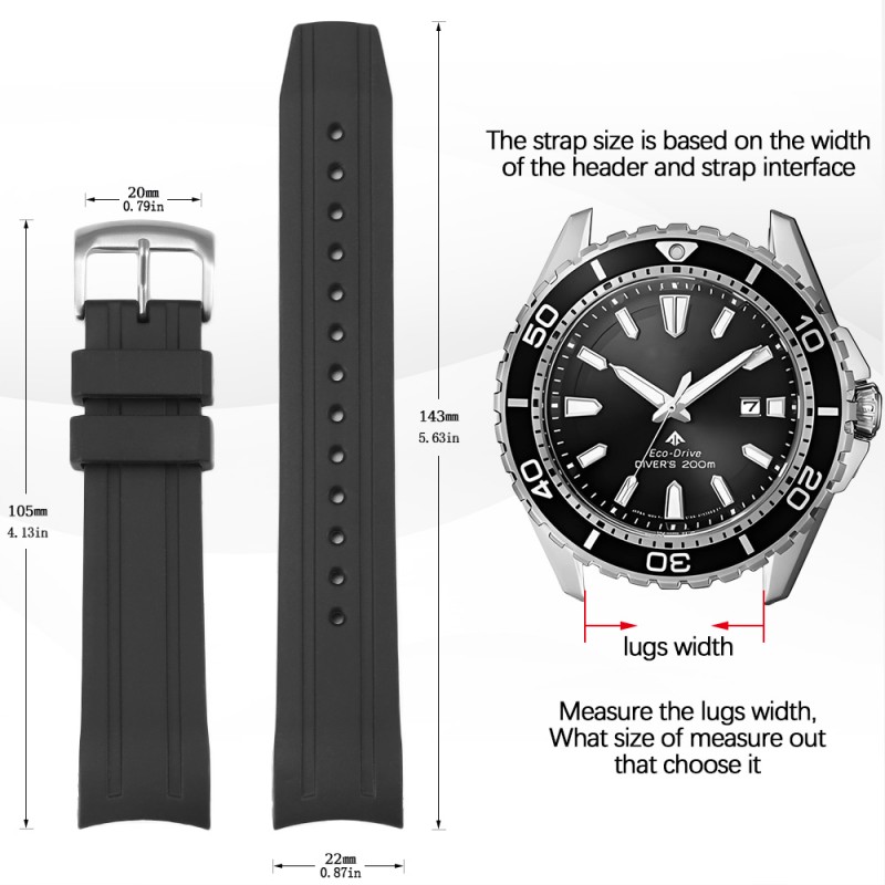 22mm Curved End Silicone Watch - Citizen Watch Promaster recension och pris