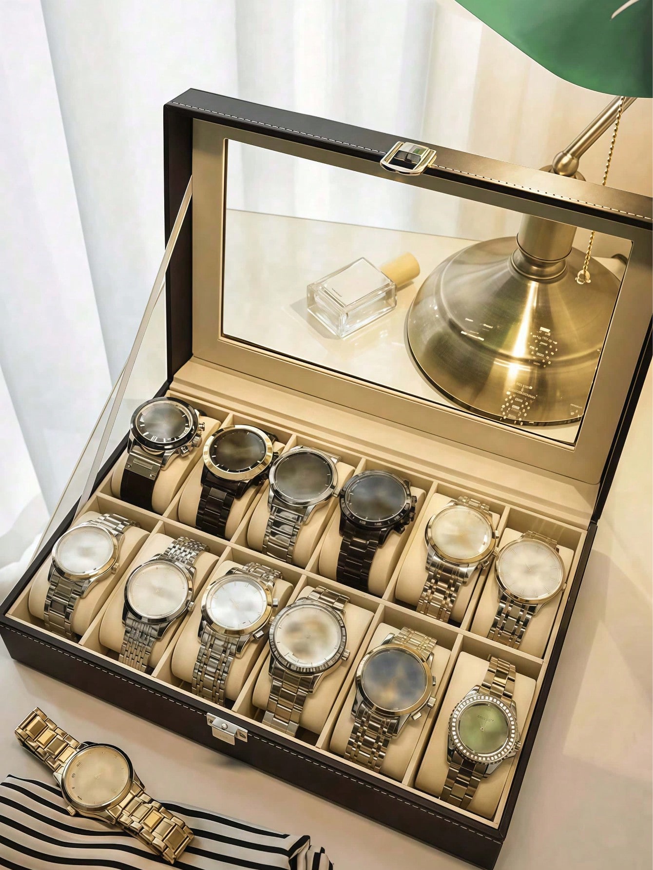 Leather Watch Box with Lock, L - Jewelry Watches For Women recension och pris