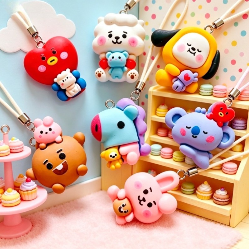 7pcs BT21 Resin Cartoon Charm  - Drop Earrings recension och pris