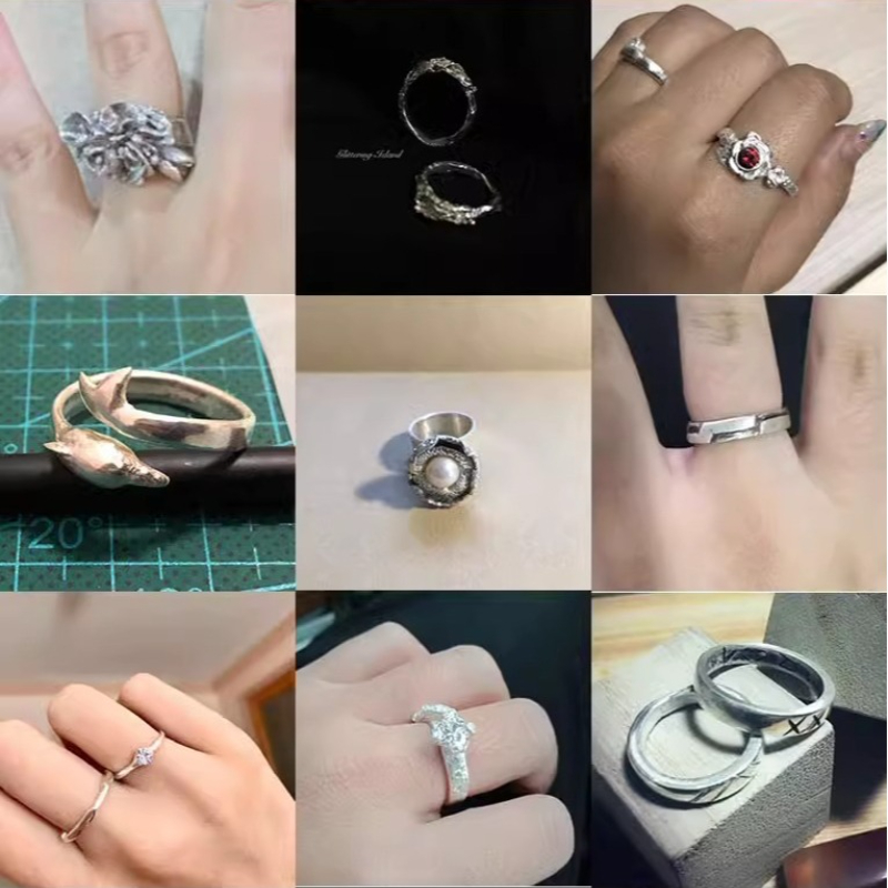 999 Pure Silver Clay Jewelry M - Couple Ring Set recension och pris