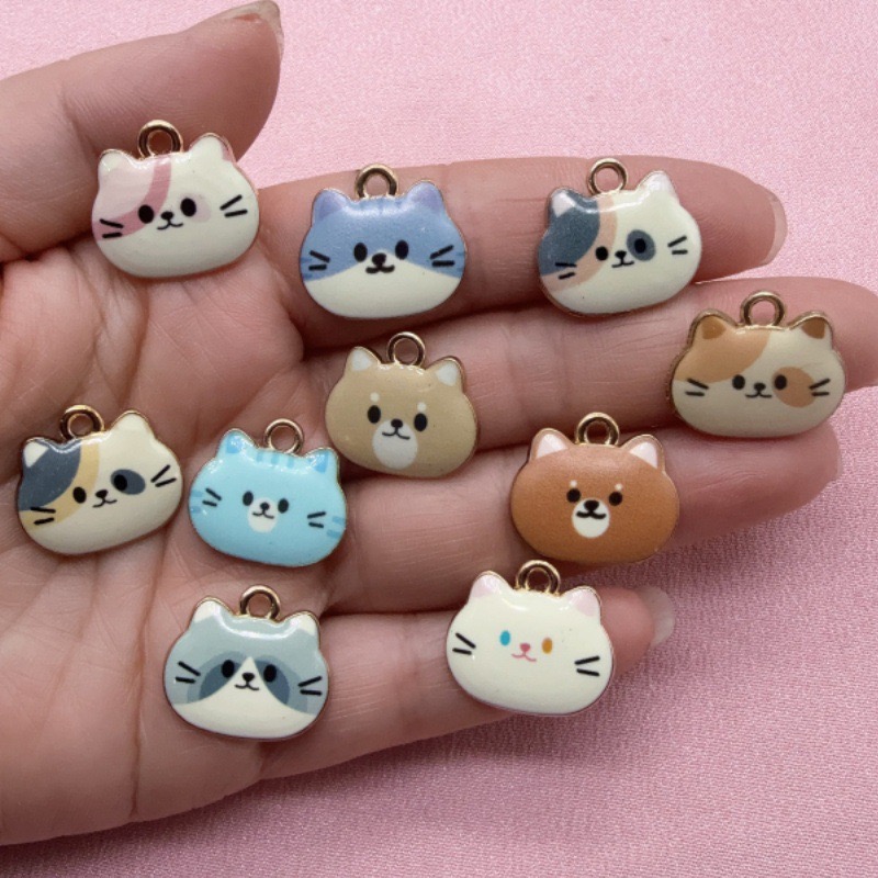 12pcs Printed Cat Head Alloy D - Drop Earrings recension och pris