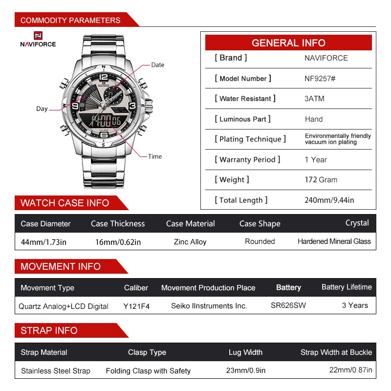 NAVIFORCE Men Dual Display Wat - Watch Display Box recension och pris